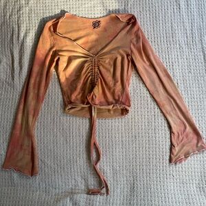 Lady Nada Organics bamboo fiber slight bell sleeve cinch top size S